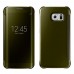 Samsung Galaxy S6 - Luxury Elegant Glitter Smart Flip Ultra Slim View Electroplated Mirror Hard Clear Transparent Phone Protective Cover Case - Gold